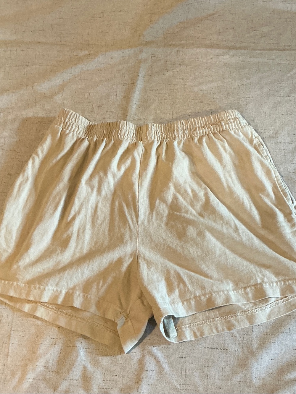 TALENTLESS Women's Cream Elastic-Waist Athletic Shorts